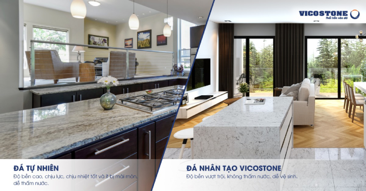 Sự khác biệt giữa đá bàn bếp tự nhiên và đá bàn bếp nhân tạo