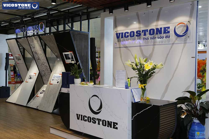 Showroom trưng bày đá nhân tạo gốc thạch anh VICOSTONE