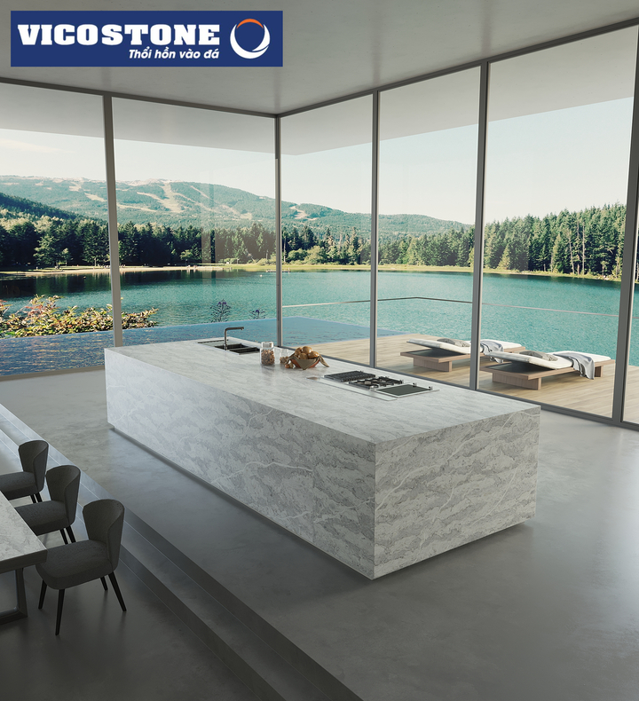 Mặt đá VICOSTONE Allurio BQ7701 mang đến sự đẳng cấp, kết nối con người với vẻ đẹp vĩ đại của thiên nhiên