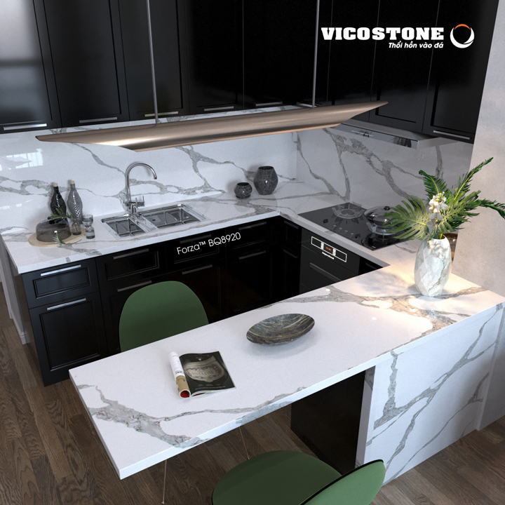 đá mặt bàn bếp nhân tạo hiện đại