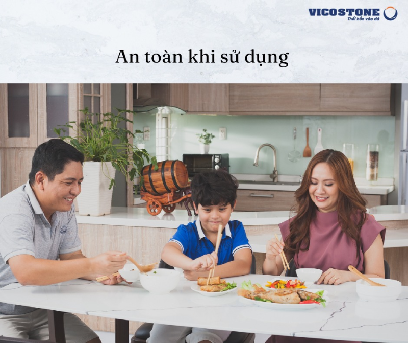 Đá nhân tạo gốc thạch anh VICOSTONE an toàn tuyệt đối cho người dùng