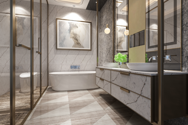 Thiết kế bồn tắm có màu sắc, kiểu dáng, kích thước hài hòa với không gian sẽ nâng cao giá trị thẩm mỹ cho phòng tắm