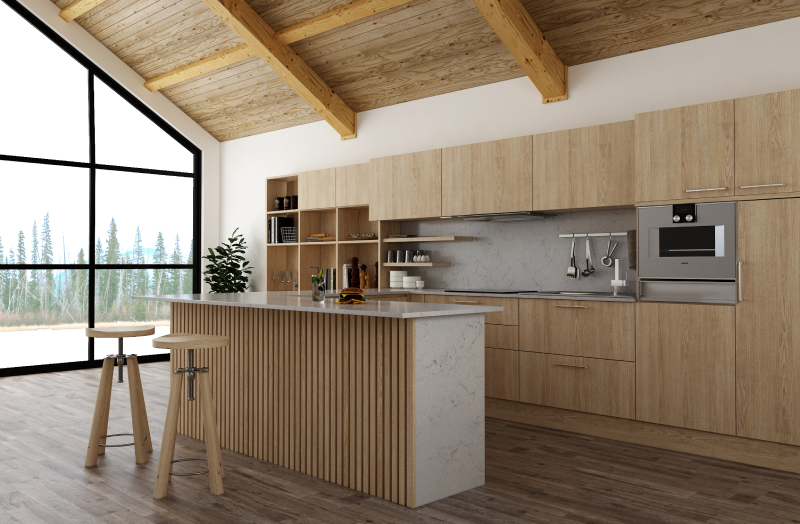 Thiết kế không gian bếp rộng thoáng với đá VICOSTONE Valley BQ2600