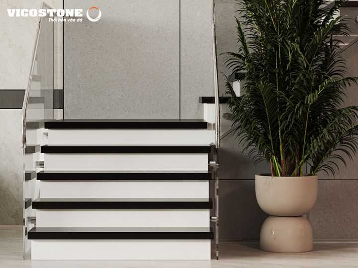 Cầu thang sử dụng đá VICOSTONE Piano Path Antique STQ2101A 