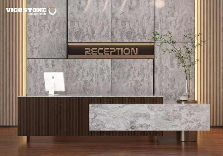 Quầy lễ tân và tường ốp đá VICOSTONE Allurio BQ7701
