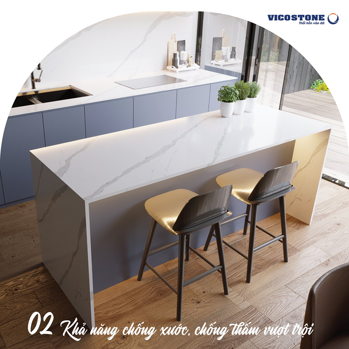 đá vicostone Độ bền cứng tốt, chống ngấm, chống thấm và an toàn sức khỏe