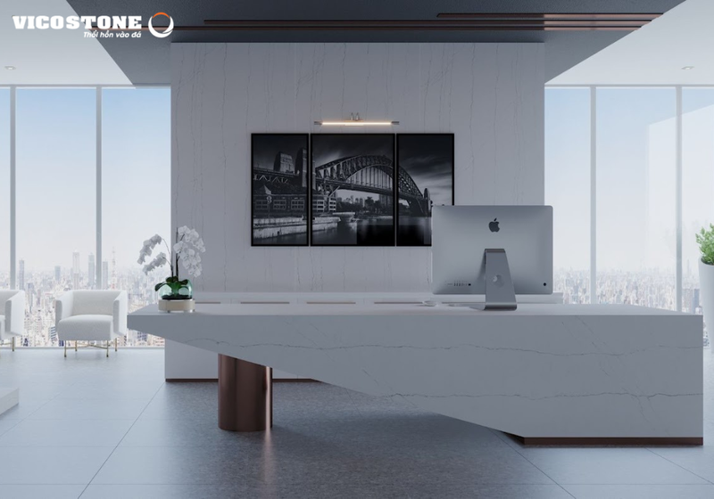 Mẫu đá VICOSTONE Luce Di Luna BQ8690 vân gỗ tôn lên vẻ đẹp tinh tế, thanh lịch cho mặt tiền không gian hiện đại.