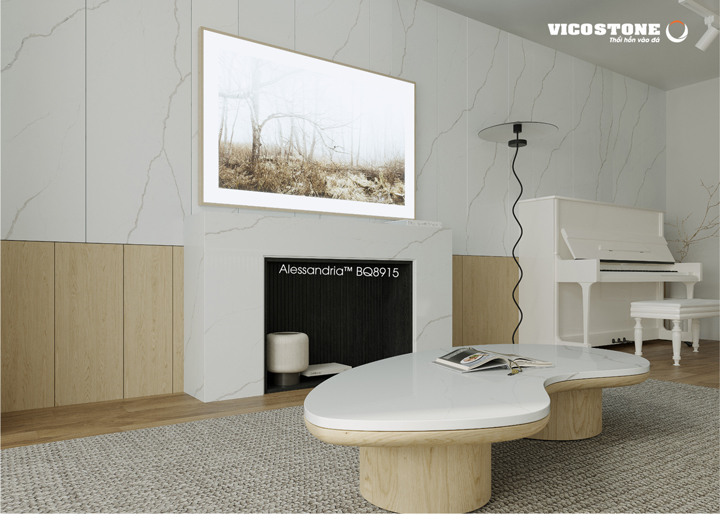 đá vicostone Alessandria BQ8915 ốp tường phòng khách