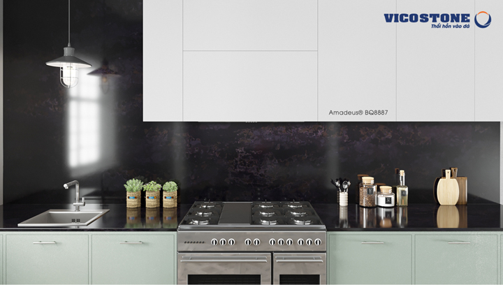 đá vicostone Amadeus BQ8887 ốp tường bếp sang trọng