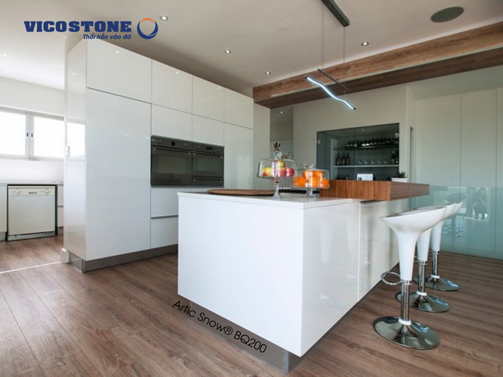 đá vicostone Artic Snow BQ200 bàn đảo bếp