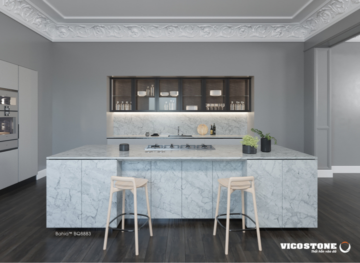 đá vicostone Bahia BQ8883 vân lớn ấn tượng