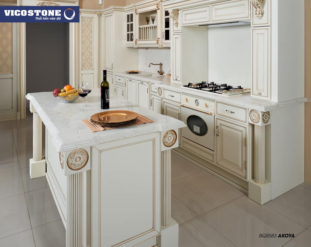 Mẫu đá bàn bếp thạch anh nhân tạo VICOSTONE sang trọng