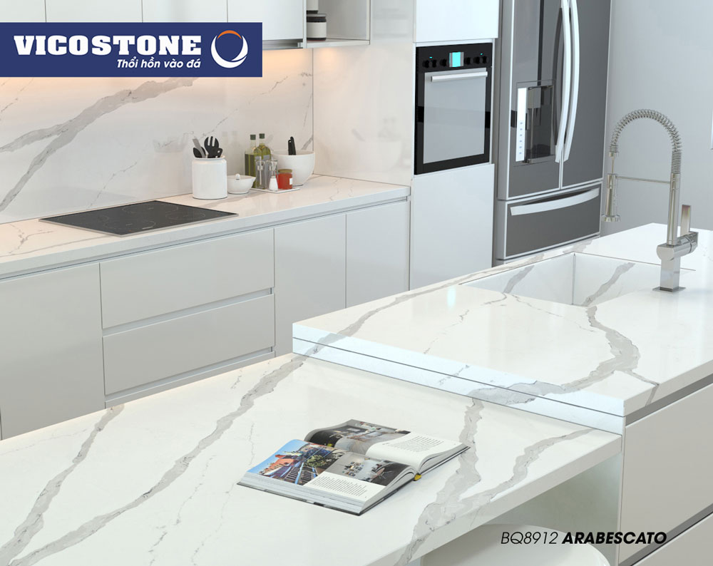 Đá bàn bếp trắng vân mây của VICOSTONE