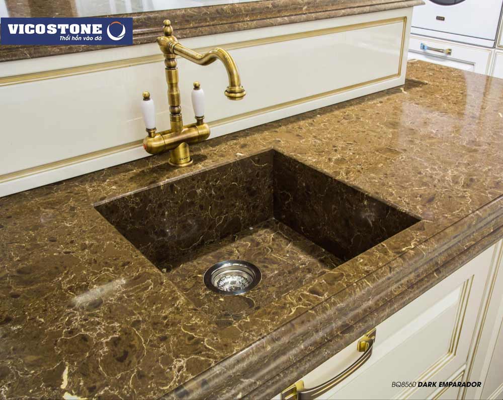 Mẫu đá làm chậu rửa VICOSTONE DARK EMPARADOR BQ8560
