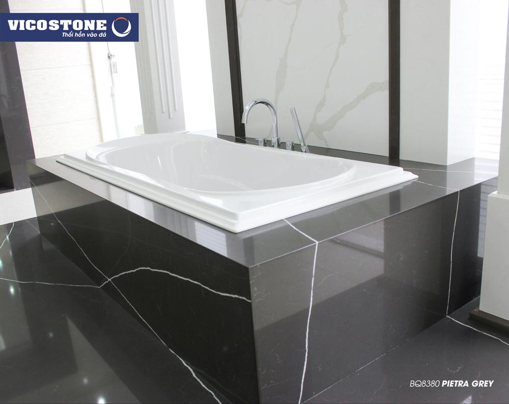 Mẫu đá VICOSTONE PIETRA GREY BQ8380 ốp bồn tắm