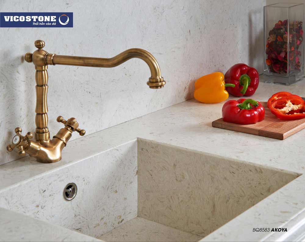 Mẫu đá thạch anh nhân tạo làm chậu rửa AKOYA BQ8583