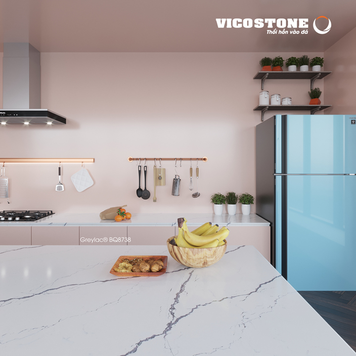 đá vicostone Greylac BQ8738 ốp bàn bếp retro