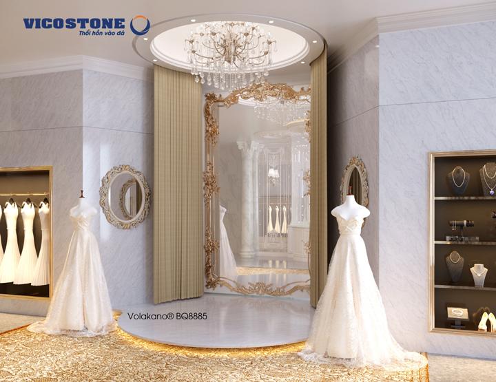 đá vicostone Volakano BQ8885 ốp tường showroom