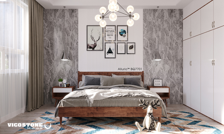 đá vicostone Allurio BQ7701 phòng ngủ nhẹ nhàng