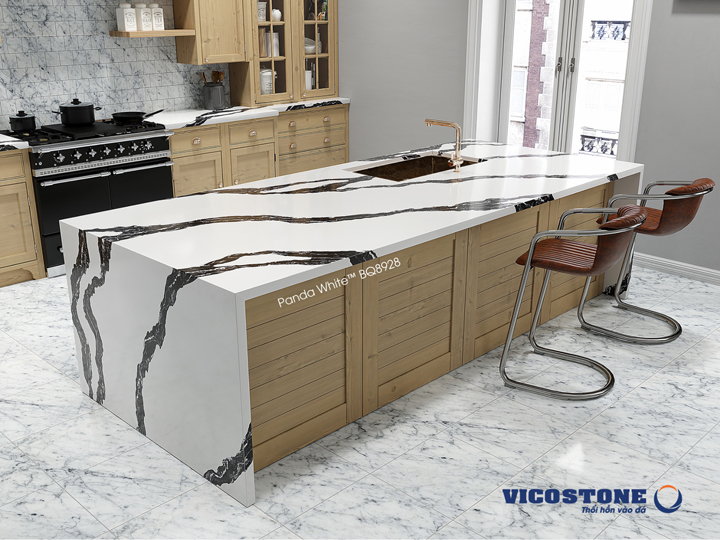 đá vicostone Panda White BQ8928 mặt bàn bếp