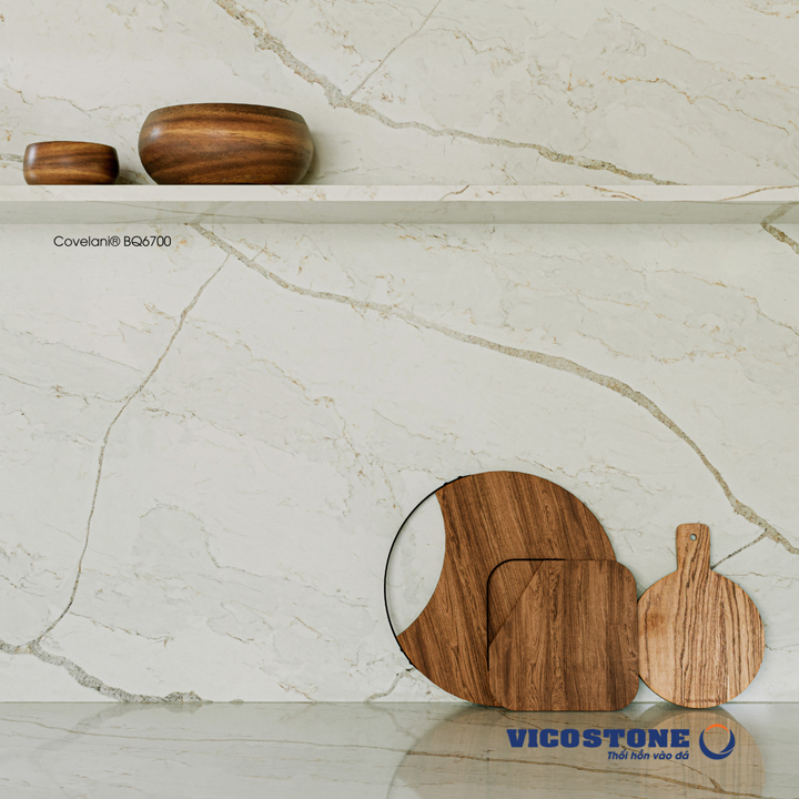 đá vicostone Covelani BQ6700 ốp tường bếp
