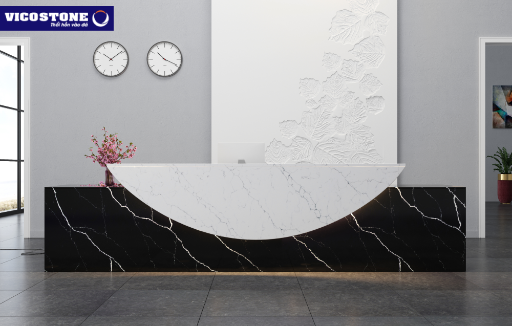 Mẫu đá VICOSTONE Nero Marquina BQ8740 màu đen huyền bí 