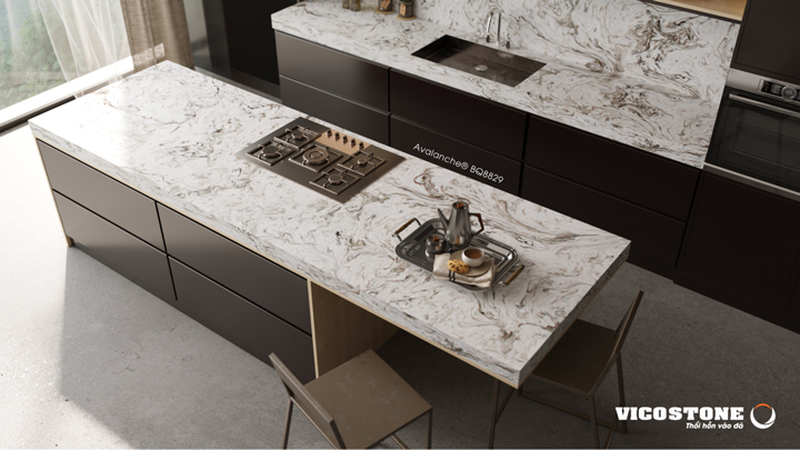 đá bàn bếp đá nhân tạo vicostone-avalanche-bq8829